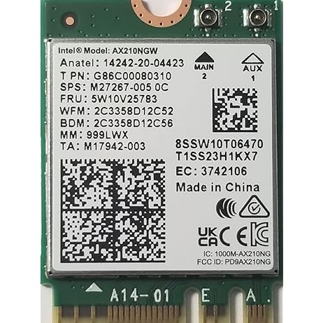 Intel AX210 IEEE 802.11ax Bluetooth 5.3 Tri Band Wi-Fi/Bluetooth Combo Adapter