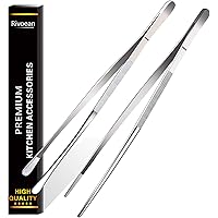 Rivoean 2 Pcs 12-Inch Fine Tweezer Tongs,Extra-Long Stainless Steel Tweezers Tongs