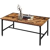 SortWise 35" Industrial Coffee Table with Wooden Top, Wood Look Accent with Metal Frame, Rustic Accent Furniture (35" W x 17.