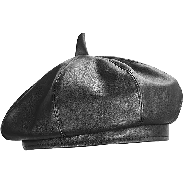 Chiclinco PU Leather French Berets Hats, 8 Panel Beret Caps