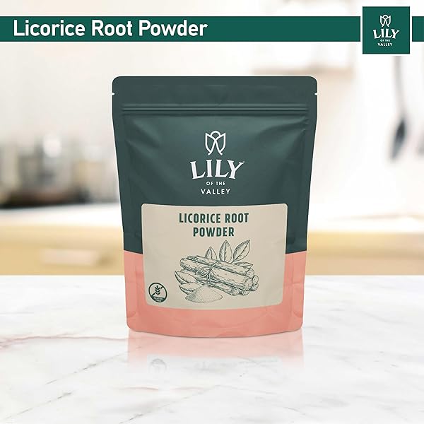 LILY OF THE VALLEY LICORICE/LIQUORICE ROOT POWDER – GROUND MULETHI SOURCED FROM INDIA – NATURAL SWEETENER – VEGAN & GLUTEN-FREE – PACKED IN RESEALABLE POUCH (16OZ, 453G)