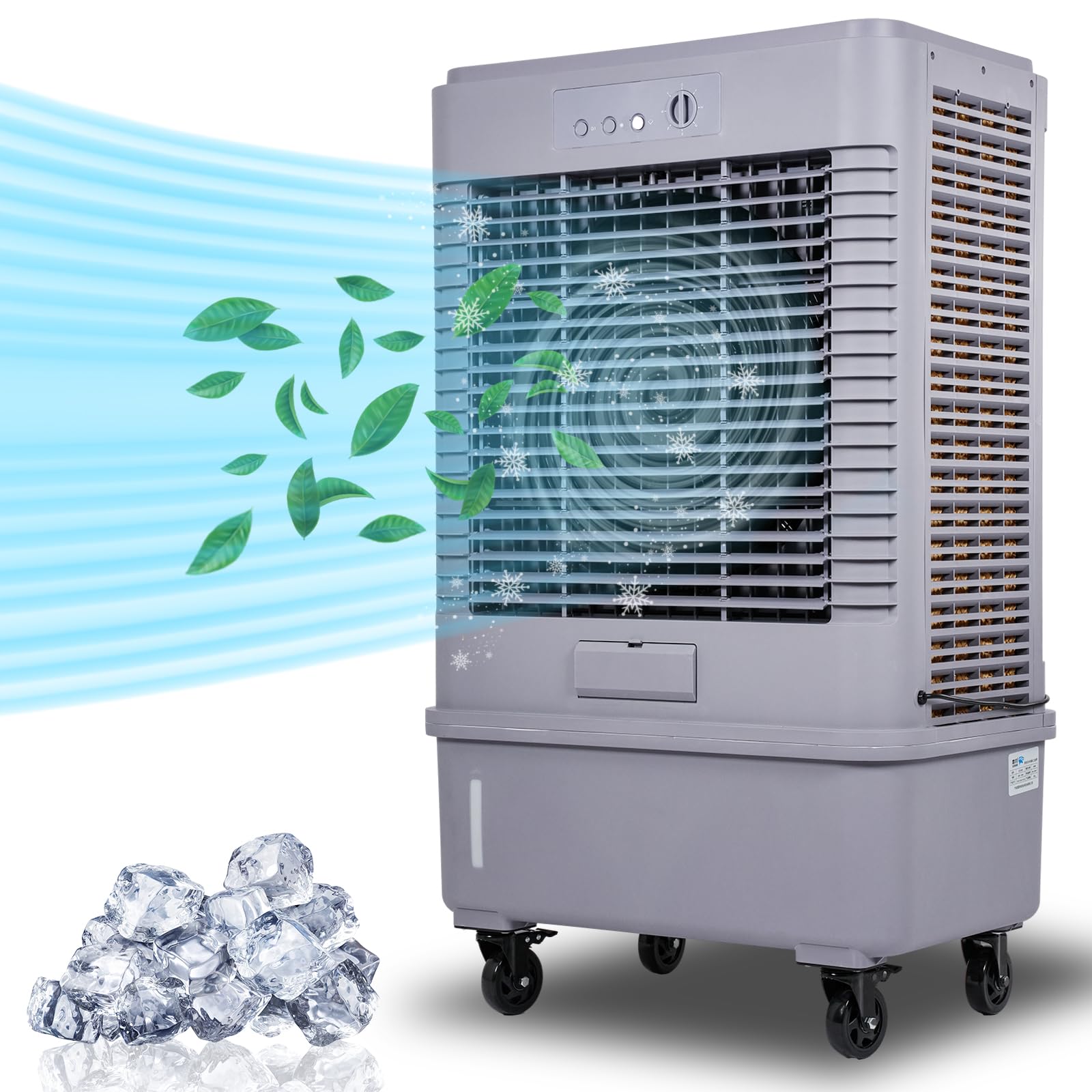Photo 1 of 75L Evaporative Air Cooler 53", 20 Gal Tank, 90°Oscillation, 400W 7 Speeds Swamp Cooler, Industrial Strength Swamp Water Cooler for Outdoor Commercial Factories - Gray