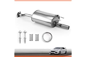 VIMLUK 409 Stainless Steel Rear Exhaust Muffler Compatible for 2006-2011 Honda Civic 1.8L and 2006-2011 Honda Civic Hybrid Sedan 1.3L-Including Gasket and Bolt kit Part Number:18307-SNA-A01(VK-HC01)