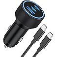 WODENTA for iPhone 15/16 Pro Max Car Charger, 67W 3-Port Fast USB C Car Charger Power Cigarette Lighter Adapter with 3FT USB C to C Cable for iPhone 15/16/Pro Max/Plus/16e, iPad Pro/Air/Mini