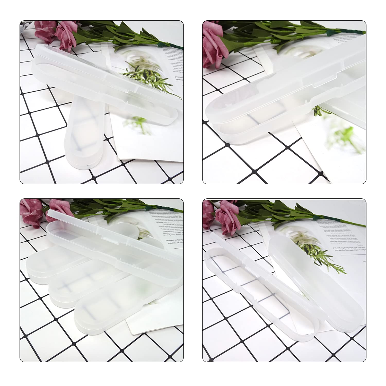 Honbay 4PCS Plastic Digital Thermometer Storage Case Containers Acne Needle Storage Box Pencil Case for Home (7 Inch)