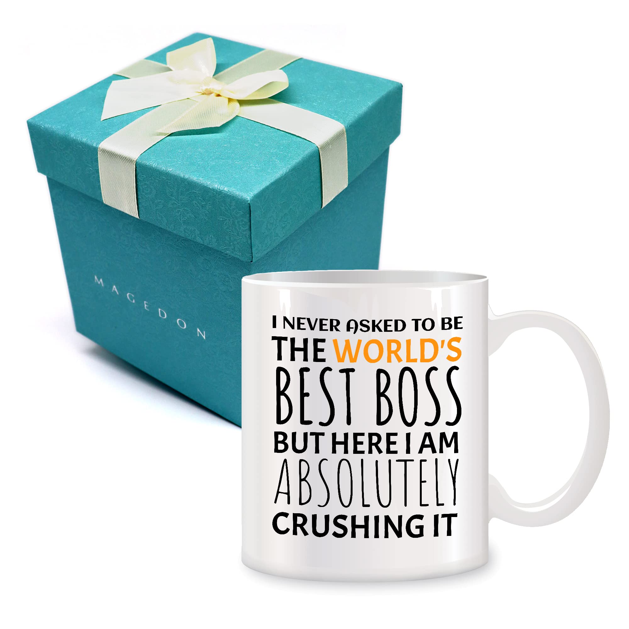Funny Boss Gift - Ceramic Coffee Mug 11 Oz 'I Never Asked to Be The World's Best Boss' - Christmas, Birthday Present Ideas for Male Female Boss