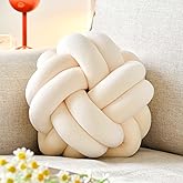 Uvvyui Knot Pillow Ball, Soft Beige Home Decor Knotted Pillows, Cute 8" Knot Pillow Round Velvet Plush Throw Pillow, Aesthetic Decorative Pillows for Bed, Floor, Couch, Bedroom
