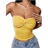 Milumia Women's Twisted Front Strapless Tube Top Y2k Sleeveless Going Out Bandeau Tops