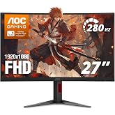 AOC 27 Inch Curved Gaming Monitor FHD 280Hz VA 0.3ms HDR, C27G4ZH | 1920&times;1080 Computer Monitor, FreeSync Premium, HDR, DP 1.4, HDMI 2.0, Earphone Out, Console Ready, 3-Year Warranty