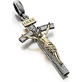 ZENLUNANO Catholic Crucifix Necklace for Men and Women, Antique Silver/Gold/Silver Gold Cross Necklace with Exquisite Jesus Pendant, 18~30" Stainless Steel Chain, Christian Jewelry Gift