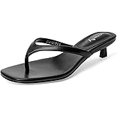 vivianly Women's Flip Flops Kitten Heel Sandals Backless Slippers Stiletto Heel Pinch toe Sandals Slip on Slides Mules