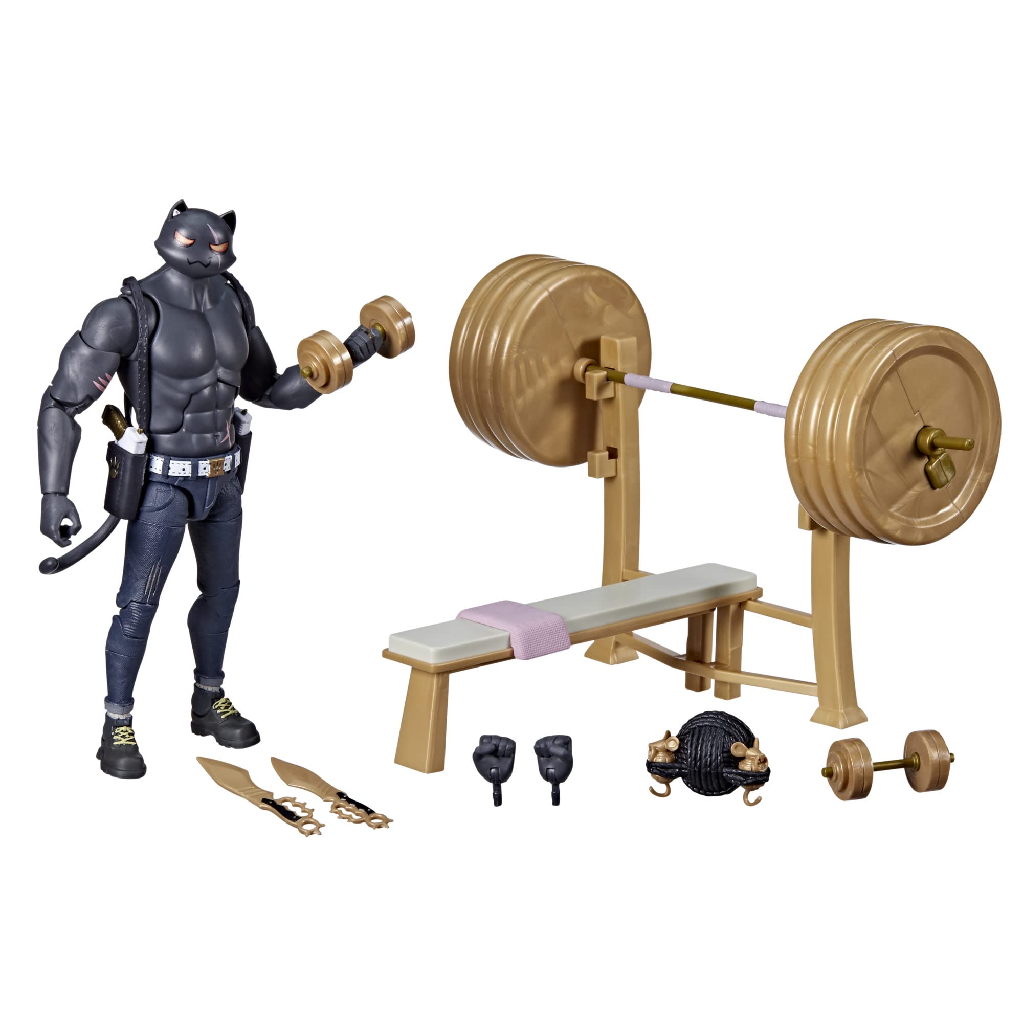 Hasbro F4962 Meowscles Deluxe Pack Fortnite Victory Royale Series-Luxury Myascular Set (Shadow) 15cm with Accessories-8+, Multi-Coloured