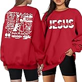 LUKYCILD Christian Sweatshirts for Women Jesus Shirts Bible Verse Inspirational Sweatshirt Oversized Graphic Pullover Tops