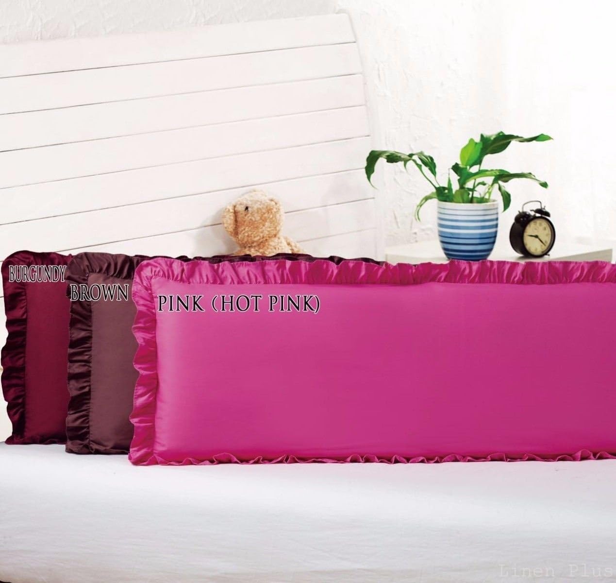 Amazon Com Body Pillow Ruffled Solid Pink Cover Case Decorative