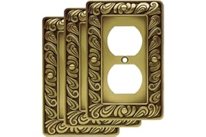 Franklin Brass Paisley Wall Plate, Tumbled Antique Brass Single Duplex Switch Cover, 3-Pack, W10110V-ABT-R