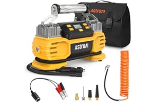 AstroAI Portable 160 PSI DC Heavy Duty Tire Inflator Pump Auto Shutoff with Screen, Dual Cylinders & Dual Motors, 12V Air Com