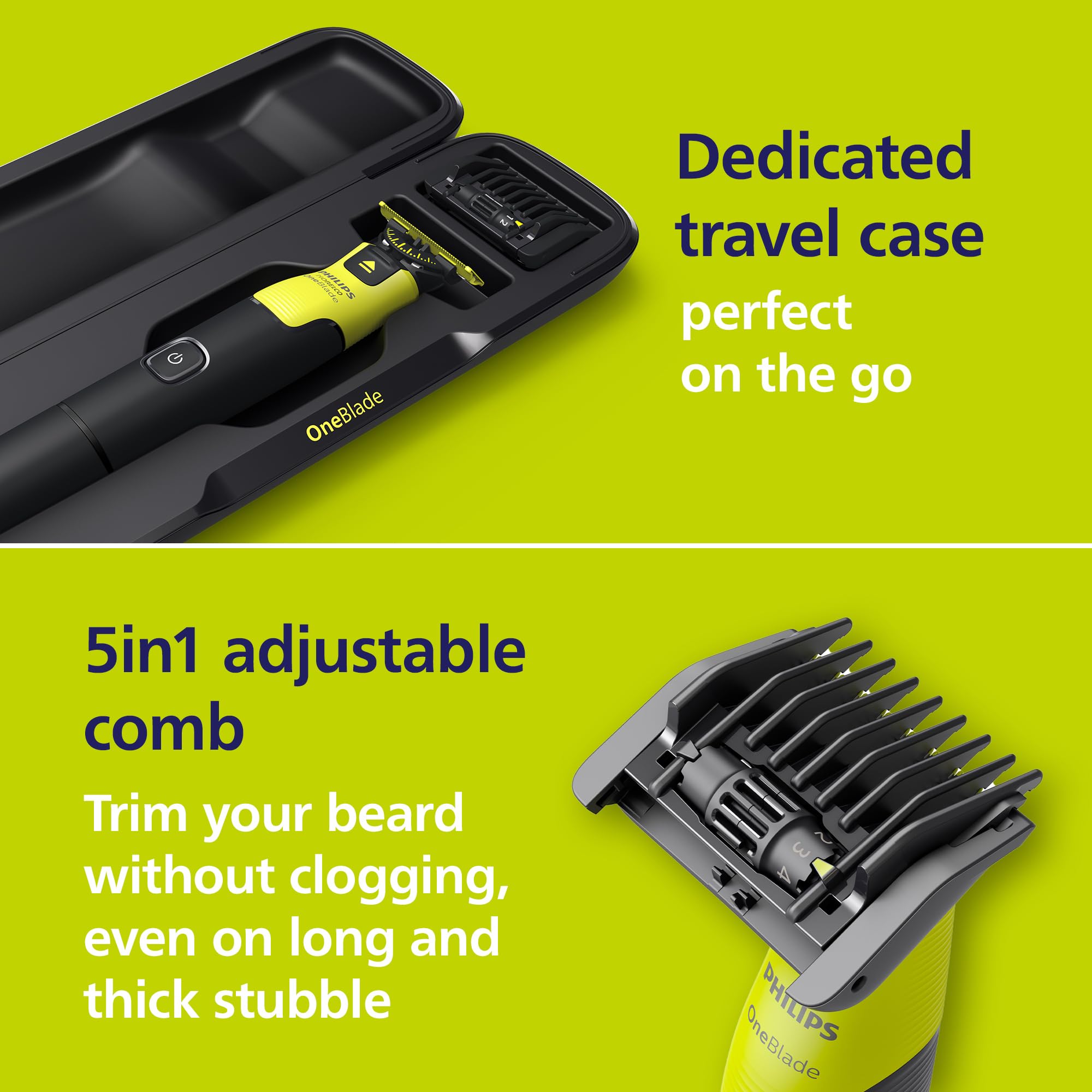 Philips Norelco OneBlade 360 with Connectivity Hybrid Face + Body, Electric Beard Trimmer, Shaver and Body Groomer with 360 Blade Tech, 2x360 Blade, 5-in-1 Comb, Body Kit, Travel Case, Model QP4631/90