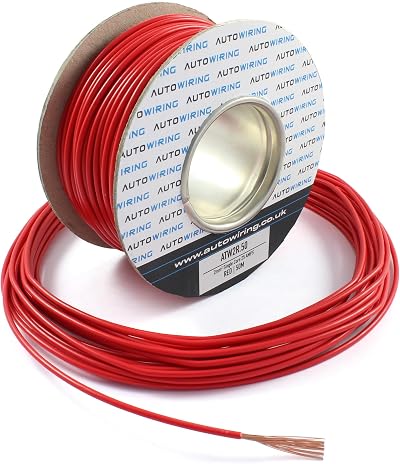 Autowiring 25 AMP 2mm2 Thin Wall Red Copper Cable 12/24V 10M Coil