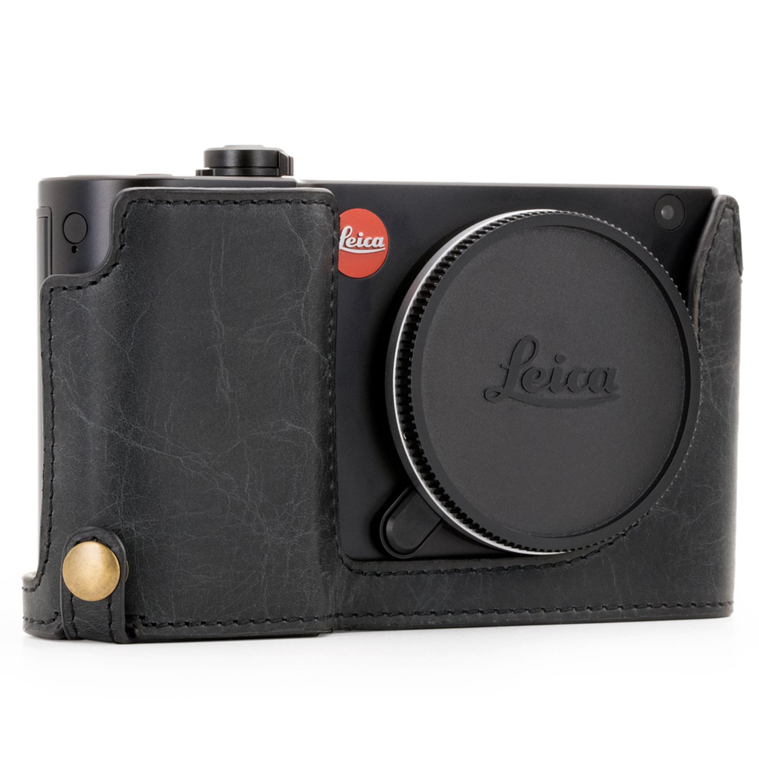 MegaGear MG1283 Ever Ready Genuine Leather Half Case and Strap with Battery Access for Leica TL2 TL Camera - Black