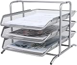 EasyPAG 3 Tier A4 Mesh In Tray Desk Tidy File Holder Silver view 2