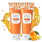 KYDA 2 pcs Orange Face Exfoliating Gel, Hydration‌ Gentle Face Scrub Exfoliating Cleanser for Face and Body, Soft Deep Cleans