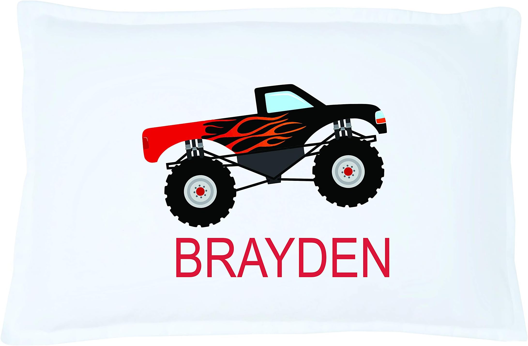 Monster Truck Personalized Kids Pillowcase, Truck Pillow, Toddler Pillowcase, Truck Pillowcase, Best Toddler Pillow, Monster Truck Pillow Microfiber Pillowcase 20x30 Inches (Red)