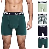 Sperry 4-Pack Mens Premium Cotton Stretch Boxer Briefs – Everyday Comfort Cotton Mens Boxer Briefs with Fly Pouch & 5” Inseam