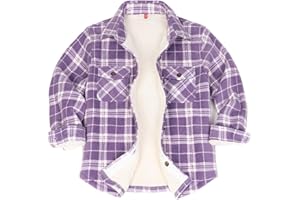 ThCreasa Boys Warm Sherpa Lined Buffalo Plaid Fleece Button Down Shirt Jacket