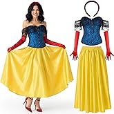 Shyyween 4 Pcs Princess Costume for Women Corset Skirt Headband Long Gloves for Cosplay Party Outfit Daily Wear