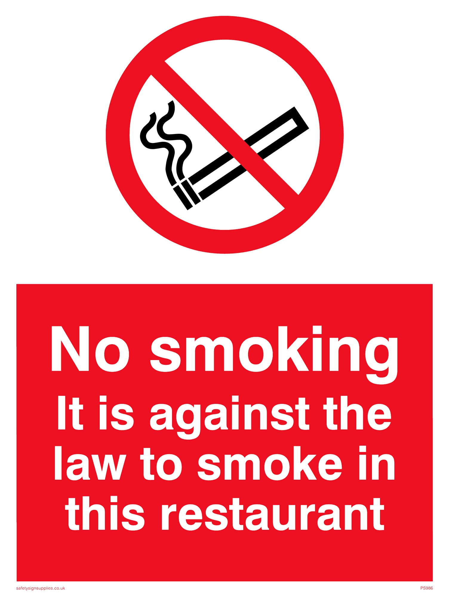 Pack of five - No Smoking In This Restaurant Sign - 150x200mm - A5P