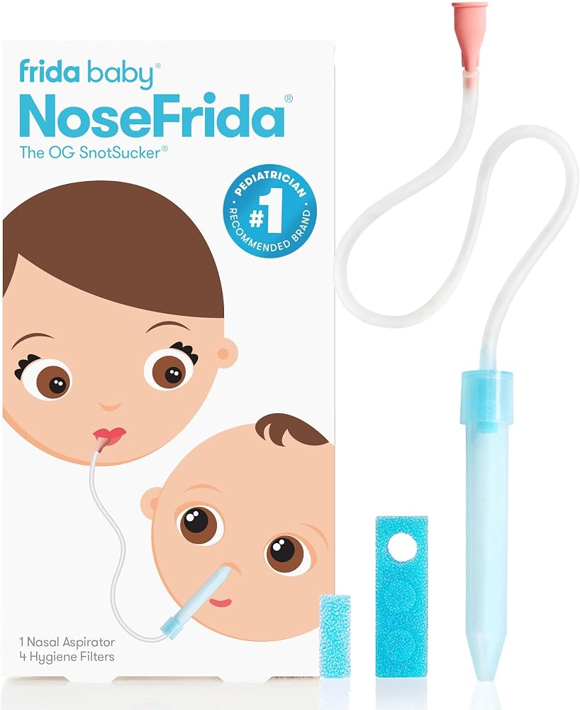 Frida Baby NoseFrida SnotSucker Nasal Aspirator for Baby, 4 Hygiene Filters | Nose Sucker Nasal Aspirator to Help Baby Breath