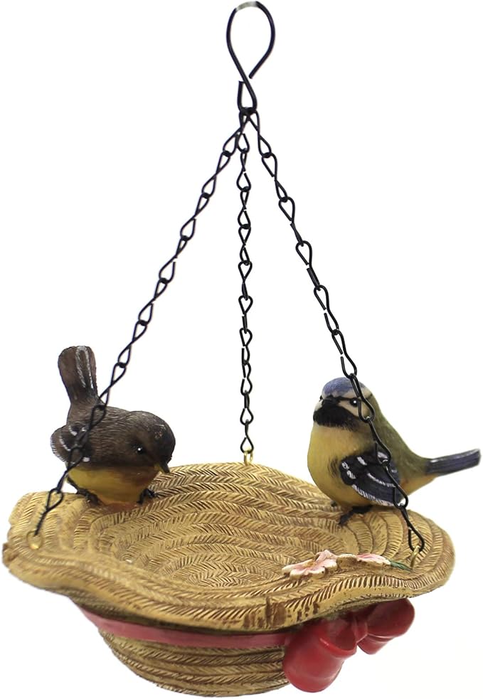 Home & Garden Birds ON HAT Feeder Polyresin Seed Flowers