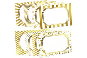 Zacool Gold Foil Name Tags Stickers(3"x 2") Gold Border Christmas Gift Tag Stickers, 160 Pcs Sticky Christmas Name Tags Stickers Gold Name Tag Labels for Gift Themed Party Family Home School Office