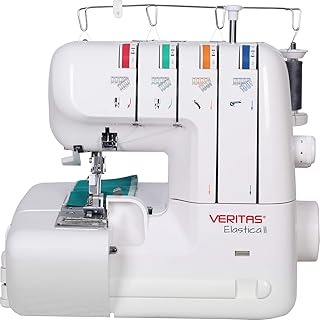 VERITAS Elastica - vielseitige Overlock Nähmaschine für perfekte 2, 3 oder 4-Faden-Nähte zum Nähen, Säumen und Schneiden in einem Arbeitsgang