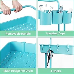 ALVOROG 3-Tier Rolling Utility Cart Storage Shelves