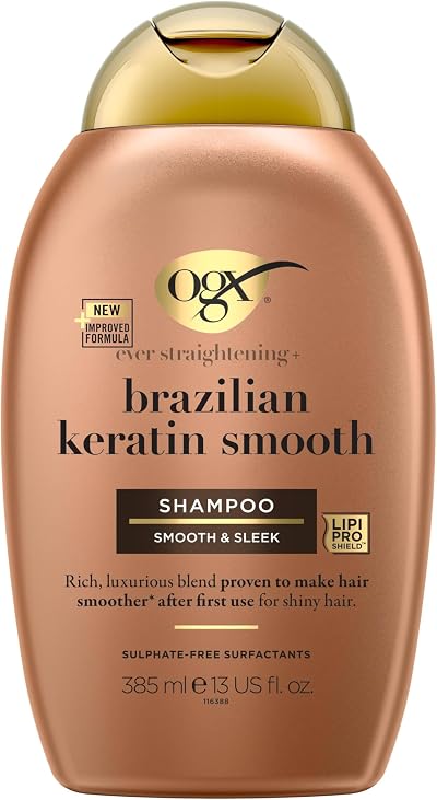 OGX Ever Straightening Brazilian Keratin Shampoo 385ml Smooth Shiny Hair