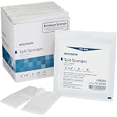 McKesson Split Sponges, 6-Ply Sterile, 4 x 4 in, 100 ct | I.V. Drain Split and Tracheostomy Dressings, Polyester/Rayon Blend, 100% Cotton