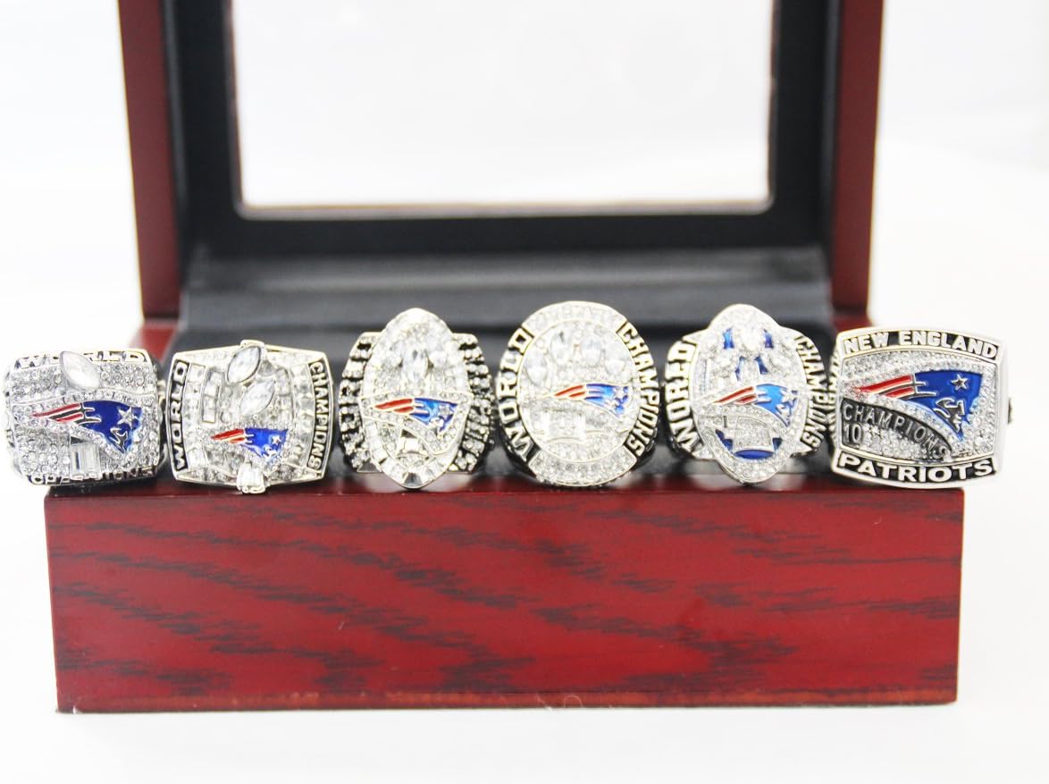 Amoh Jercy New England Patriots Super Bowl 2001 2003 2004 2014 2017 Ring Set Tom Brady 8 14 With Wooden Box With Wooden Box 10 Rings Amazon Canada