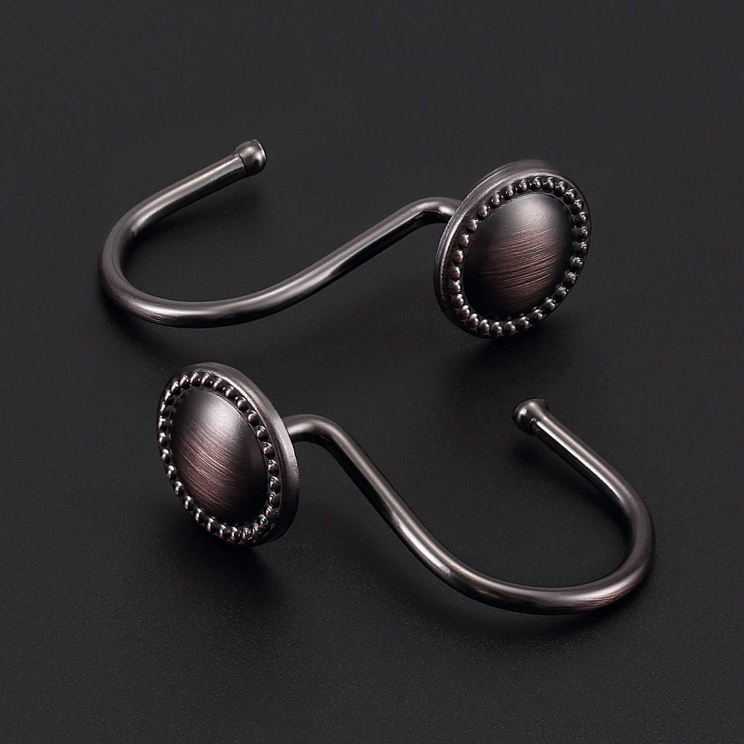 CHICTIE Bronze Shower Curtain Hooks,Oil Rubbed Decorative Shower Rings,Set of 12 Rust Resistant Shower Hooks Hangers for Bathroom Curtains Rods(Oil-Rubbed Bronze): Kitchen & Dining