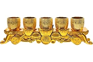 LOGOFUN Buddhist Offering Cup Set Buddhist Temple Worship Wine Cup Mini Golden Water Offering Cup for Buddha Worship Decor