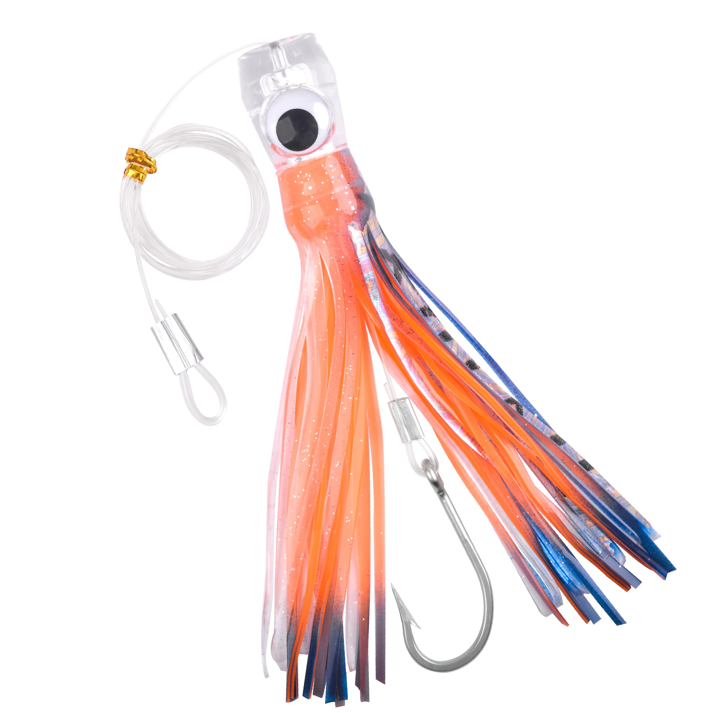 Saltwater Trolling Lures Big Game Octopus Squid Skirt Trolling Lure Deep Sea Fishing Lure with Rigged Hooks Multicolor for Marlin Tuna Mahi Dolphin Offshore Fishing,1Pack(2#-15cm) — image 1