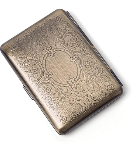Amazon.com: Set of 2 Compact Metal-Plated King Size Cigarette Case with  Elastic Bands (Gold Oval) : Health & Household