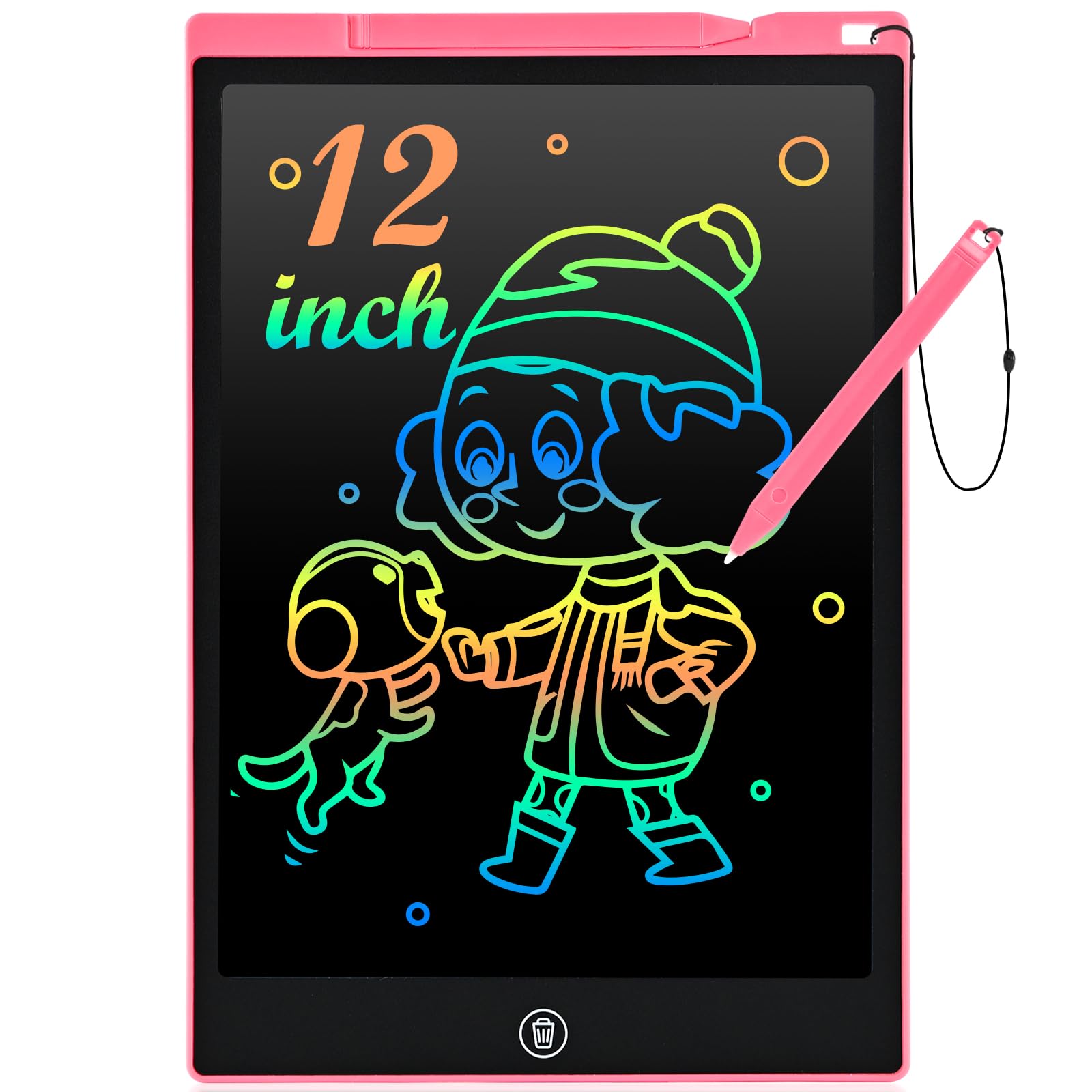 Photo 1 of ****MISSING BATTERY, WILL NOT ERASE WITH OUT BATTERY*****Cimetech LCD Writing Tablet 12 Inch, No Mess Coloring Books for Toddlers 1-3, Doodle Board Drawing Pad Boy Girl Gift, Road Trip Activities, Reusable Educational Travel Toys (Pink)