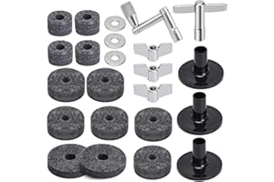 Facmogu 23-Piece Cymbal Accessory Set, Includes Cymbal Stand Felts, Felt Pads, Sleeves, Drum Key - Gray