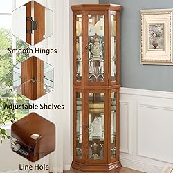 Firscook Corner Curio Cabinet, Glass Display