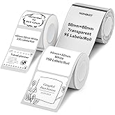 NIIMBOT Thermal Label Tape 3 Rolls, Compatible with B1 B21 B31 Label Maker | Multi-Size Pack, 40x30mm White, 50x80mm Clear, 50x50mm White | for Address, Jar, Gift, Logo & File Organization Stickers