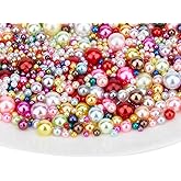 Hobbspring 2050pcs No Hole Resin Beads 2.8-9.5mm Mermaid Imitation Round Pearl Beads Assorted Undrilled Resin Art Faux Pearls for Nail Arts Vase Filler Cosmetic Boxes Table Scatter