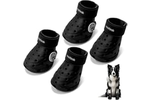 WOOFTRAK Dog Shoes Breathable Dog Shoe for Hot Pavement, Dog Booties and Paw Protectors, Non-Slip Waterproof Dog Sandals Boots (Black, L: (3.1’’x2.5'')(L*W))