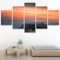 SIGNWIN 5 Panel Canvas Wall Art Cityscape Sunset for Home Decorations Ready to Hang - 60
