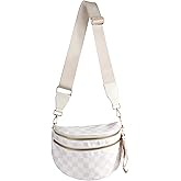 Spacious Checkered Nylon Crossbody Bag Bum Bag Checkered Handbags Wallets for Women